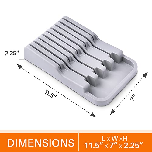 Cheer Collection Kitchen Drawer Knife Organizer - Space Saving Tray to Keep Knives Organized, Gray