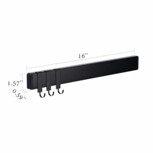 Stainless Steel Magnetic Knife Strip Holder with 3 Hooks 16 Inch, 25% Stronger Magnet, Adhesive Magnetic Knife bar Rack for Wall No Drilling - by KITCHENDAO