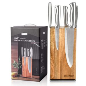 richfish magnetic knife block 360° rotatable knife holder magnetic knife strip wooden knife block without knives
