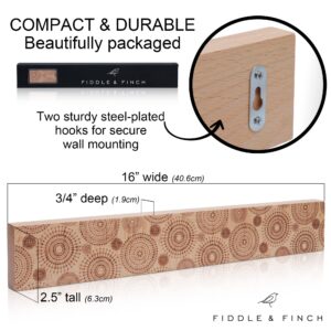 Magnetic Strip Knife Holder – Etched Wood Knife Rack or Bar with Hardware for Hanging & Wall Mounting. – Kitchen Utensil Organizer & Storage by Fiddle & Finch, 16 Inch. Circle Design