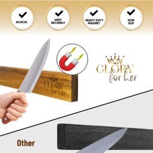 Magnetic Knife Holder for Wall - Wooden Magnetic Knife Holder - 15.7 Inch Acacia Wood Knife Holder - Kitchen Magnetic Knife Strip - Strong Magnetic Knife Bar - Space-saving Knife Rack