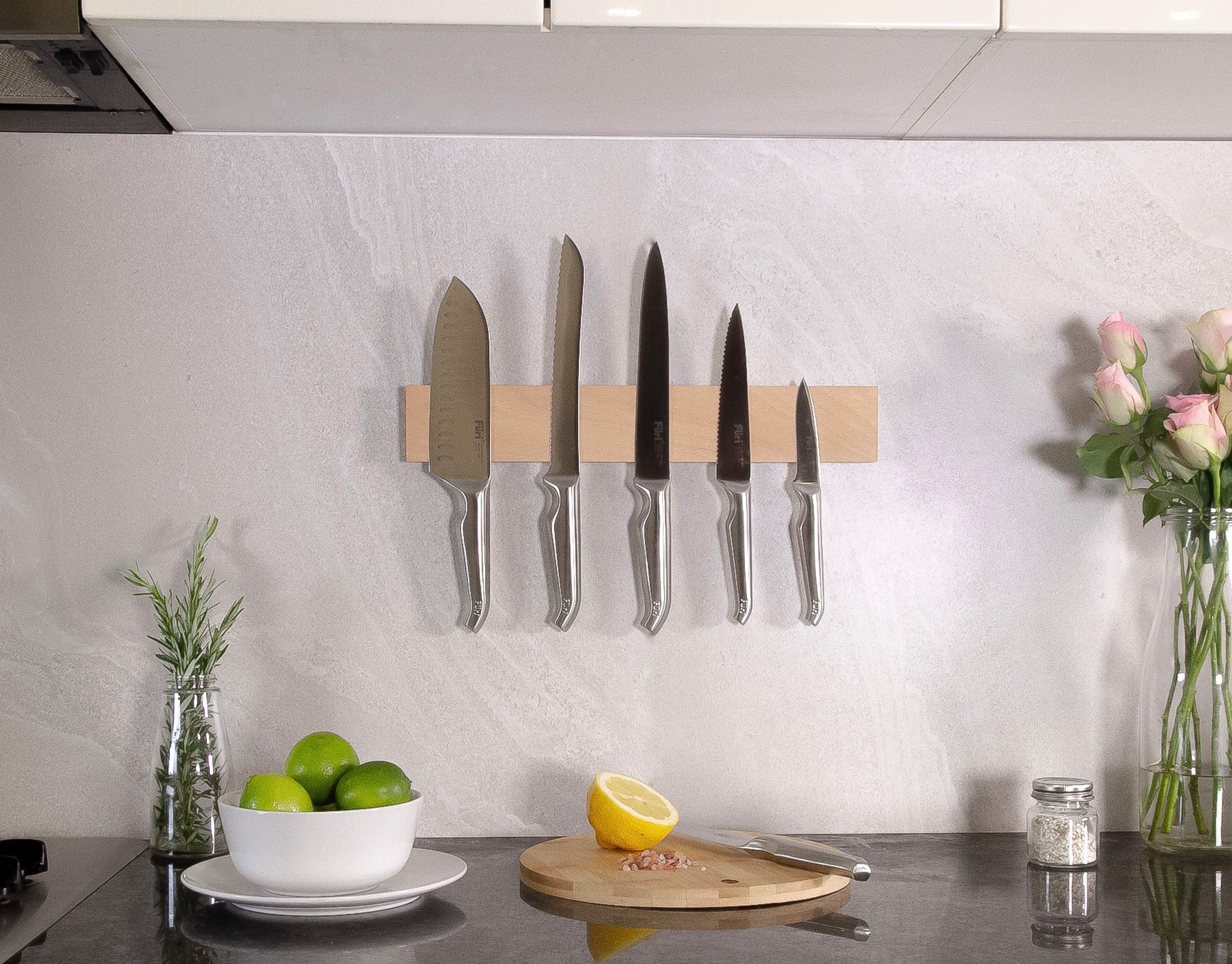 16" Beechwood Wall mounted Magnetic Knife Strip by RESINAT