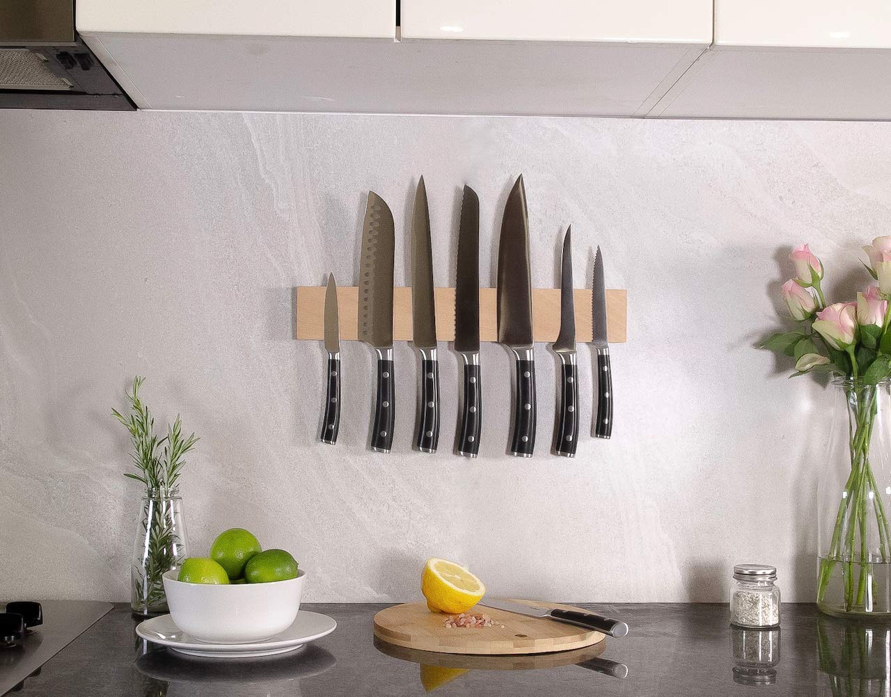 16" Beechwood Wall mounted Magnetic Knife Strip by RESINAT