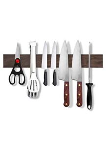walnut wood magnetic knife holder 16 inch powerful magnetic organizing kitchen space-saving- knifes - metal tools heavy duty strip