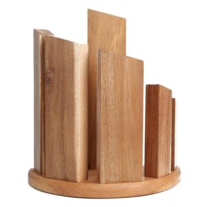 uniharpa wooden semi-circular 360° magnetic knife block holder rack magnetic stands with strong enhanced magnet & anti slip feet
