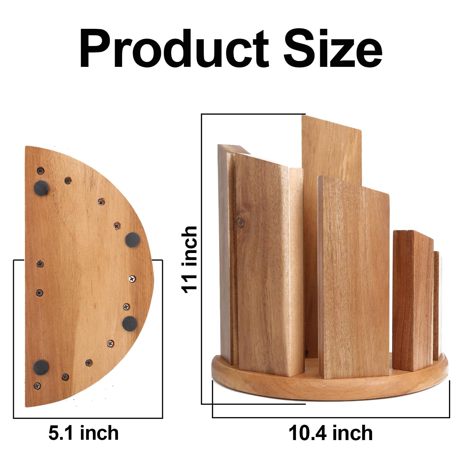 Uniharpa Wooden Semi-circular 360° Magnetic Knife Block Holder Rack Magnetic Stands with Strong Enhanced Magnet & Anti Slip Feet