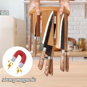 Uniharpa Wooden Semi-circular 360° Magnetic Knife Block Holder Rack Magnetic Stands with Strong Enhanced Magnet & Anti Slip Feet