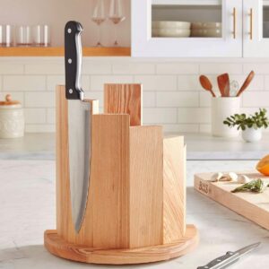 Uniharpa Wooden Semi-circular 360° Magnetic Knife Block Holder Rack Magnetic Stands with Strong Enhanced Magnet & Anti Slip Feet