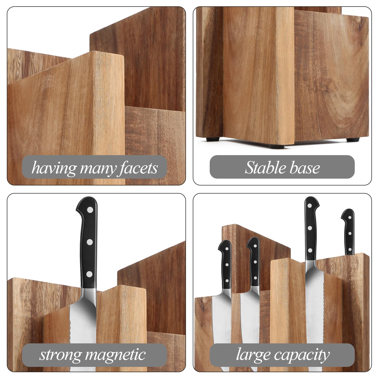 Uniharpa Home Kitchen Magnetic Knife Block, Knife Holder Magnetic Stands with Strong Enhanced Magnets & Anti Slip Feet, Multifunctional Storage Knife Holder.