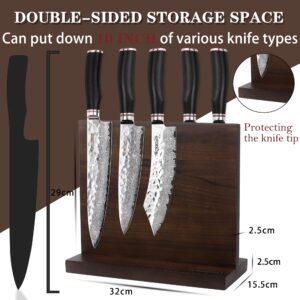 YOUSUNLONG Magnetic Knife Block - Magnetic Knife Holder - Magnetic Knife Stand - Natural Walnut Double-Sided Magnetic Multipurpose Knife Display and Storage Racks - Holds for 10-inch knives