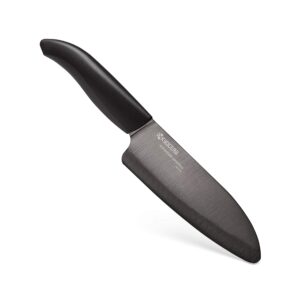 kyocera advanced ceramic revolution series 5-1/2-inch santoku knife, black blade