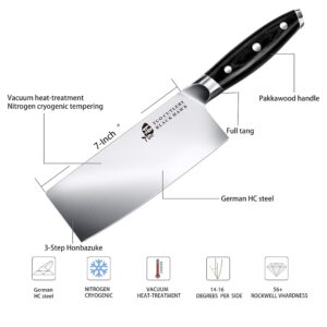 TUO Cleaver Knife - 7 inch Vegetable Meat Cleaver Knife - Chinese Cleaver - German HC Steel - Full Tang Pakkawood Handle - BLACK HAWK SERIES with Gift Box