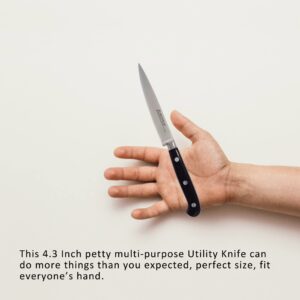 Kitchen Utility Knife - MATTSTONE HILL 4.3" Paring Knife, Vegetable Knife, German Steel, Triple Rivet Handle