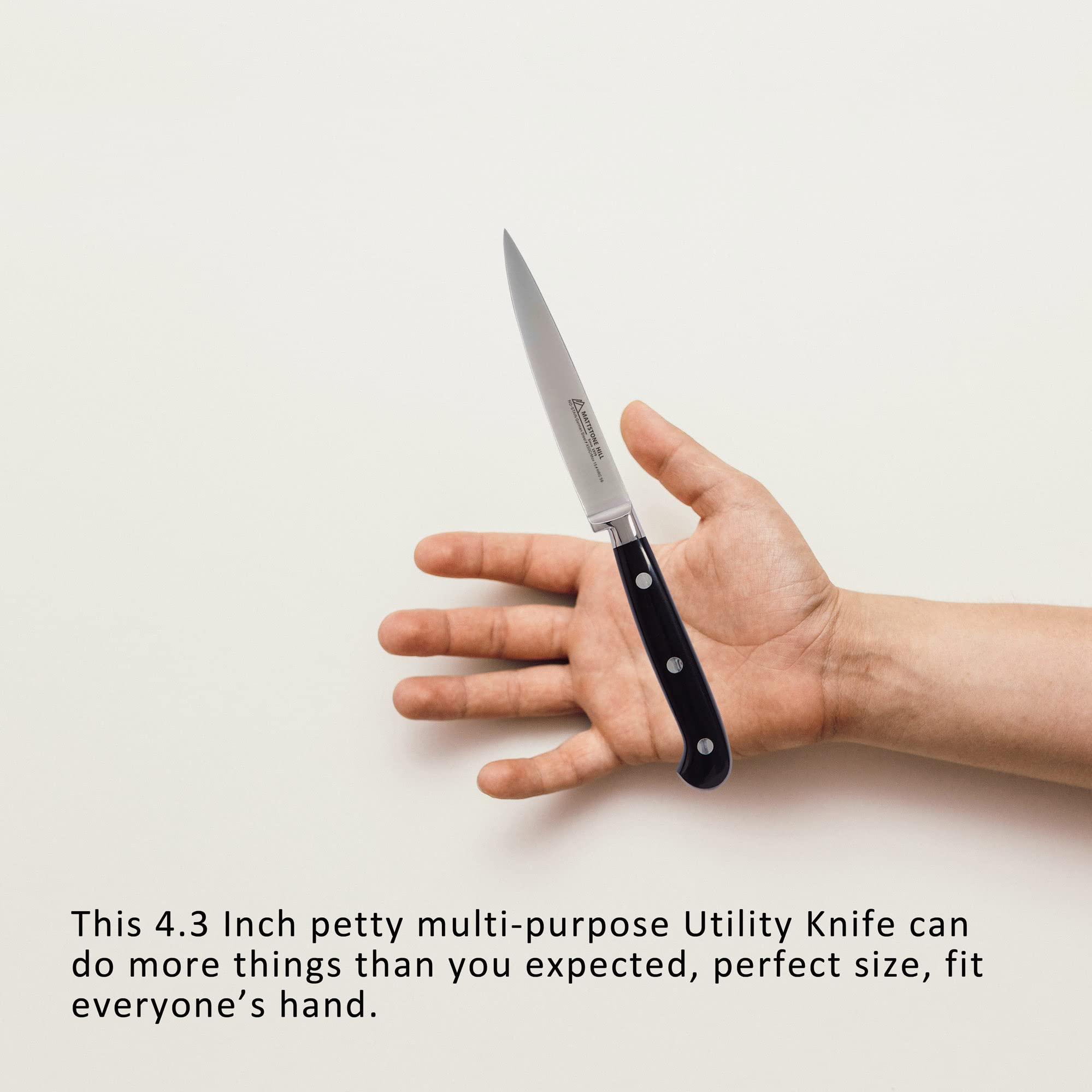 Kitchen Utility Knife - MATTSTONE HILL 4.3" Paring Knife, Vegetable Knife, German Steel, Triple Rivet Handle