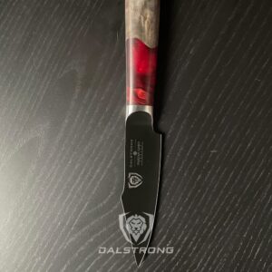 Dalstrong Paring Knife - 4 inch - Spartan Ghost Series - Premium American Forged S35VN Powdered Steel - Razor Sharp Blade - Kitchen Knife - Maple & Red Resin Handle - Sheath