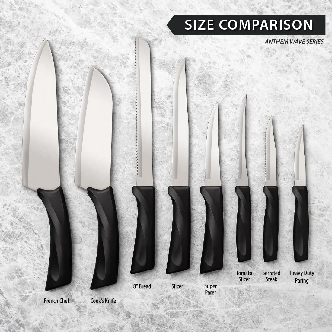 RADA Anthem Series Super Parer Paring Knife Stainless Steel Blade with Ergonomic Black Resin Handle, 9 Inches, Pack of 2