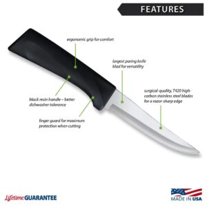 RADA Anthem Series Super Parer Paring Knife Stainless Steel Blade with Ergonomic Black Resin Handle, 9 Inches, Pack of 2