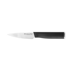 kitchenaid classic paring knife with endcap and custom-fit blade cover, 3.5-inch, sharp kitchen knife, high-carbon japanese stainless steel blade, black