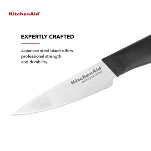 KitchenAid Classic Paring Knife with Endcap and Custom-Fit Blade Cover, 3.5-inch, Sharp Kitchen Knife, High-Carbon Japanese Stainless Steel Blade, Black