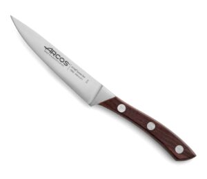 arcos paring knife 4 inches nitrum stainless steel.paring knife for peeling fruits and vegetables. wooden handle and blade 100 mm. rust & wear resistant. series natura. color brown