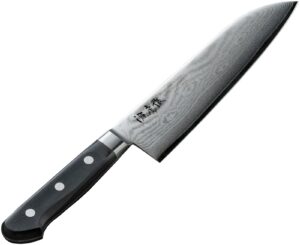 yasuda hamono m100 damascus santoku knife, minamotetsu, silver color, 7.1 inches (180 mm)