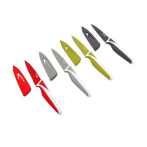 Starfrit 080906-006-0000 Set of 4 Paring Knives with Snap-on Covers, Multicolored, 8.5x 3.2x 0.8