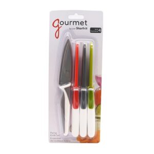 Starfrit 080906-006-0000 Set of 4 Paring Knives with Snap-on Covers, Multicolored, 8.5x 3.2x 0.8