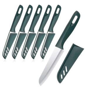 paring knife, new sharp and durable fruit knife with protective cover, exquisite dark green look, suitable for most types of vegetables, fruits and meat (6 pieces)