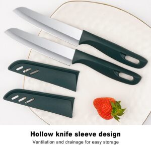 Paring Knife, New Sharp and Durable Fruit Knife with Protective Cover, Exquisite dark green look, Suitable for Most Types of Vegetables, Fruits and Meat (6 Pieces)