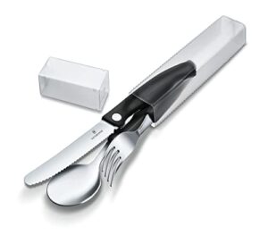 victorinox swiss classic paring knife, fork and spoon set black 3 piece