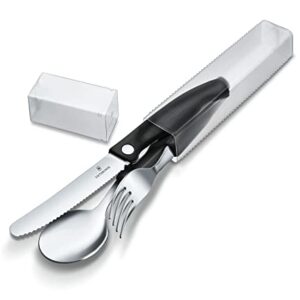 Victorinox Swiss Classic Paring Knife, Fork and Spoon Set Black 3 piece