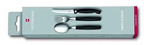 Victorinox Swiss Classic Paring Knife, Fork and Spoon Set Black 3 piece