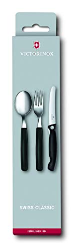 Victorinox Swiss Classic Paring Knife, Fork and Spoon Set Black 3 piece