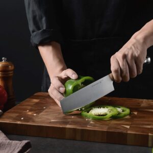 linoroso 4-Piece Classic Sharp German High Carbon Stainless Steel Chef Knife Set Kichen Knife Set, Includes 8'' Chef Knife, 7.5'' Chinese Cleaver, 7'' Nakiri Knife and 3.5'' Fruit Paring Knife