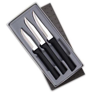 RADA Set of 3 Black Handled Paring Knives With Knife Sharpener