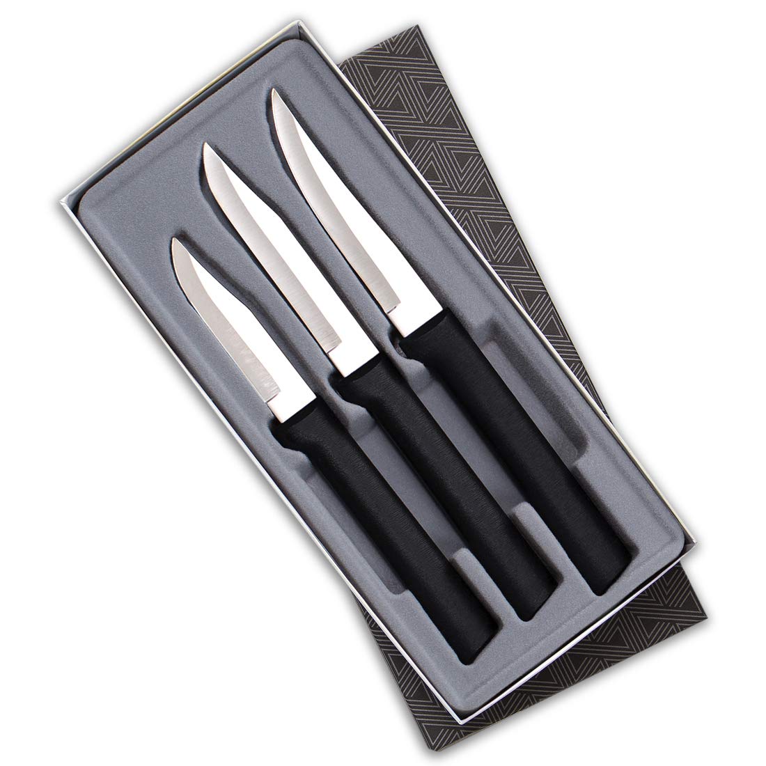 RADA Set of 3 Black Handled Paring Knives With Knife Sharpener