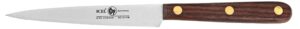4-inch straight paring knife, brown rosewood handle, full tang blade. by icel