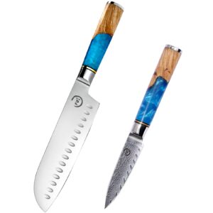 fukep santoku knife + paring knife, hc stainless steel super sharp kitchen knife