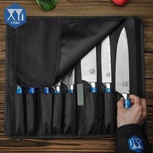 XYJ 9-pieces Cleaver Chef Knife Stainless Steel Serbian Boning Knife Paring Santoku Slicing Bread Knives With Knife Roll Bag&Sheath