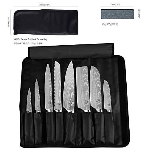 XYJ 9-pieces Cleaver Chef Knife Stainless Steel Serbian Boning Knife Paring Santoku Slicing Bread Knives With Knife Roll Bag&Sheath