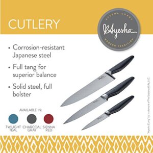 Ayesha Curry Cutlery Japanese Stainless Steel Knife Cooking Knives Set with Sheaths, 8-Inch Chef Knife, 3.5-Inch Paring Knife, Sienna Red