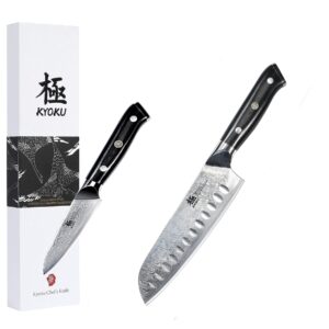 kyoku 3.5" paring knife + 7'' santoku knife - shogun series - japanese vg10 steel core forged damascus blade
