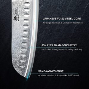 KYOKU 3.5" Paring Knife + 7'' Santoku Knife - Shogun Series - Japanese VG10 Steel Core Forged Damascus Blade