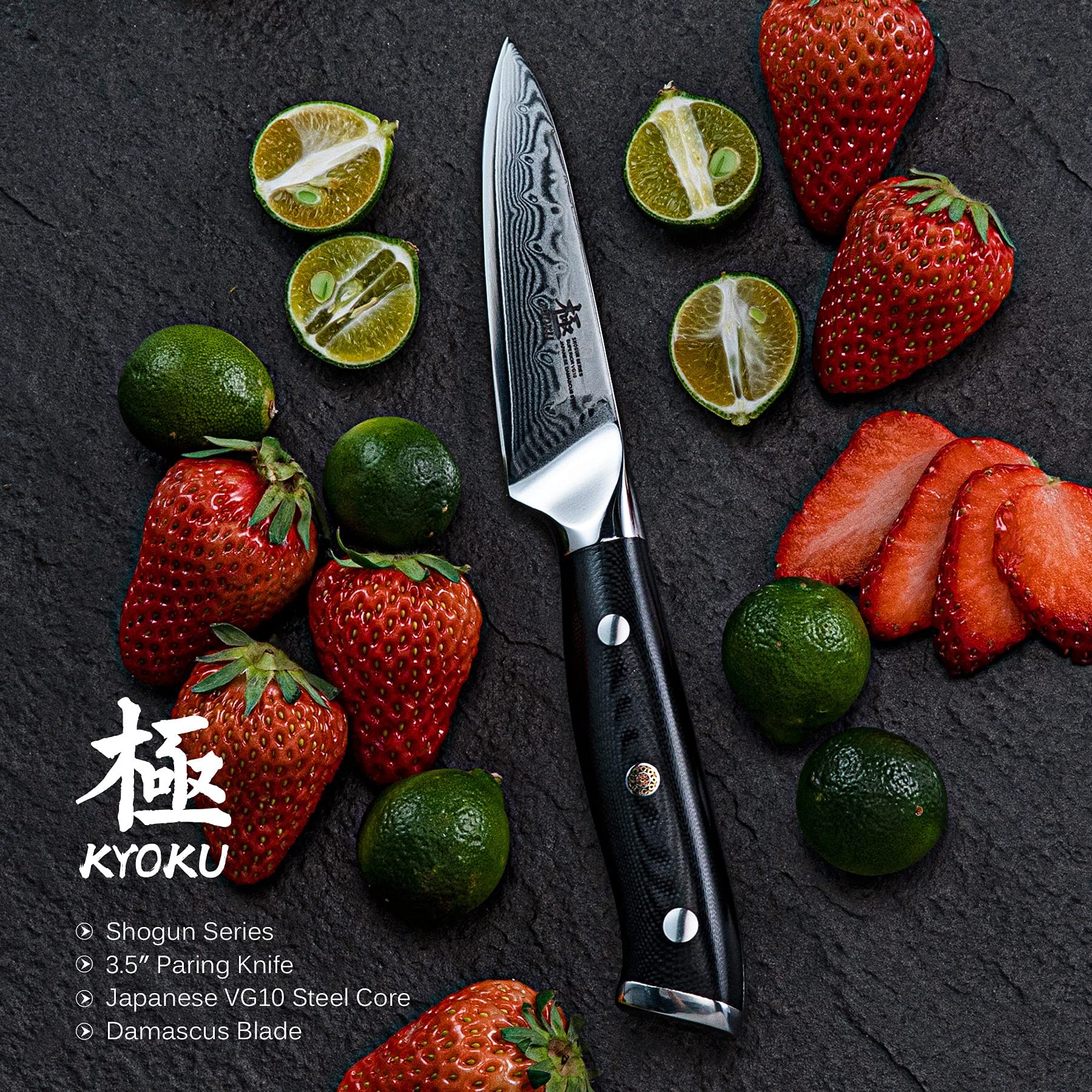 KYOKU 3.5" Paring Knife + 7'' Santoku Knife - Shogun Series - Japanese VG10 Steel Core Forged Damascus Blade