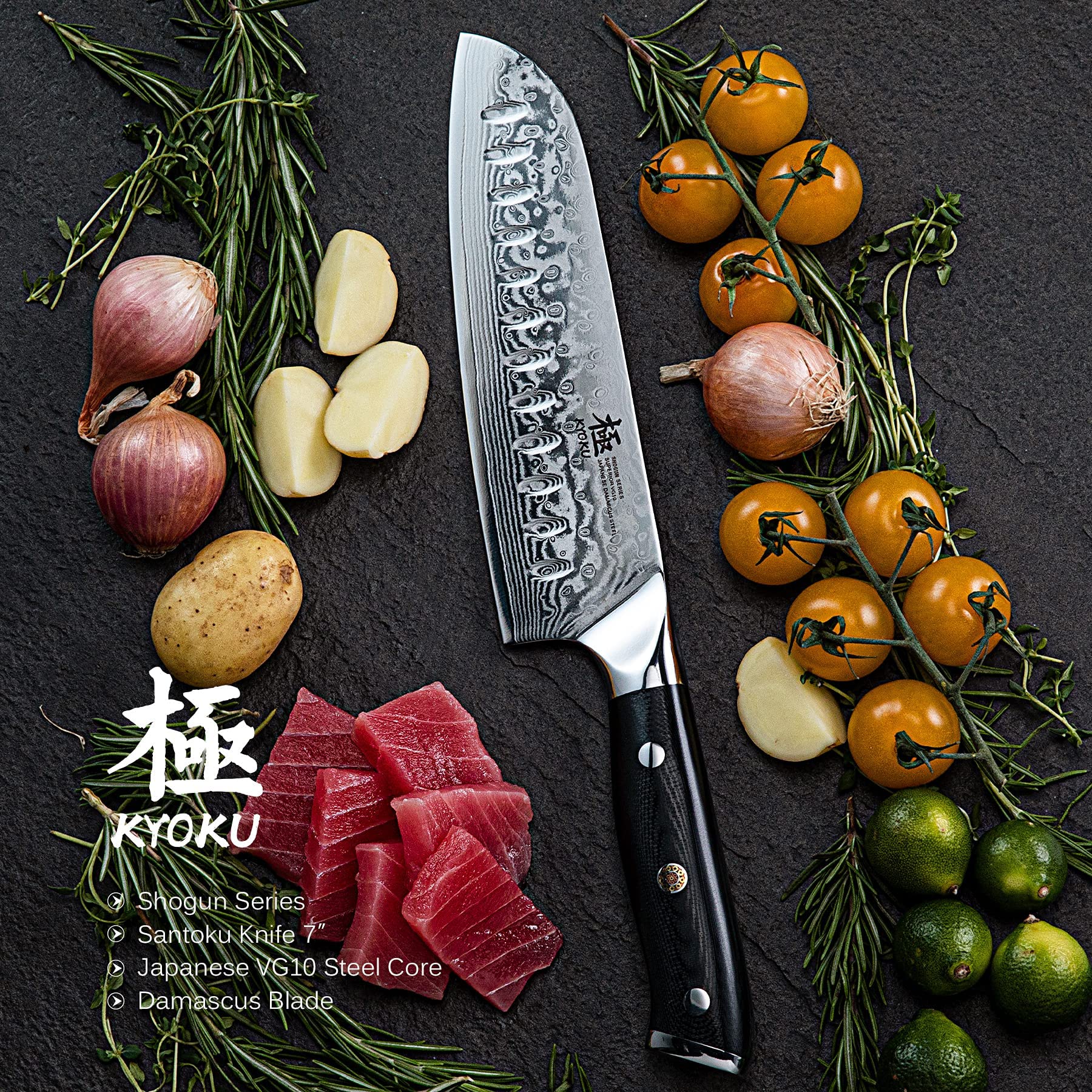 KYOKU 3.5" Paring Knife + 7'' Santoku Knife - Shogun Series - Japanese VG10 Steel Core Forged Damascus Blade