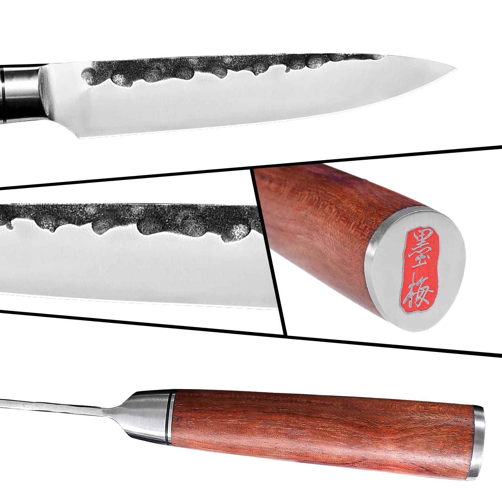 Ink Plums 5 Inch Kitchen Paring Knife,Germany High Carbon Stainless Steel Professional Knife, Ultra Sharp,Hand-forged with Brazilian Rosewood,Gift Box