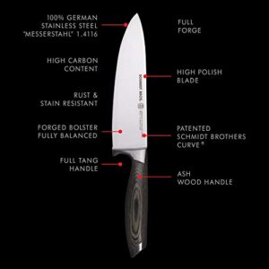 Schmidt Brothers - Bonded Ash 6" Chef Knife, Multipurpose Kitchen Cutlery Made with High-Carbon German Stainless Steel