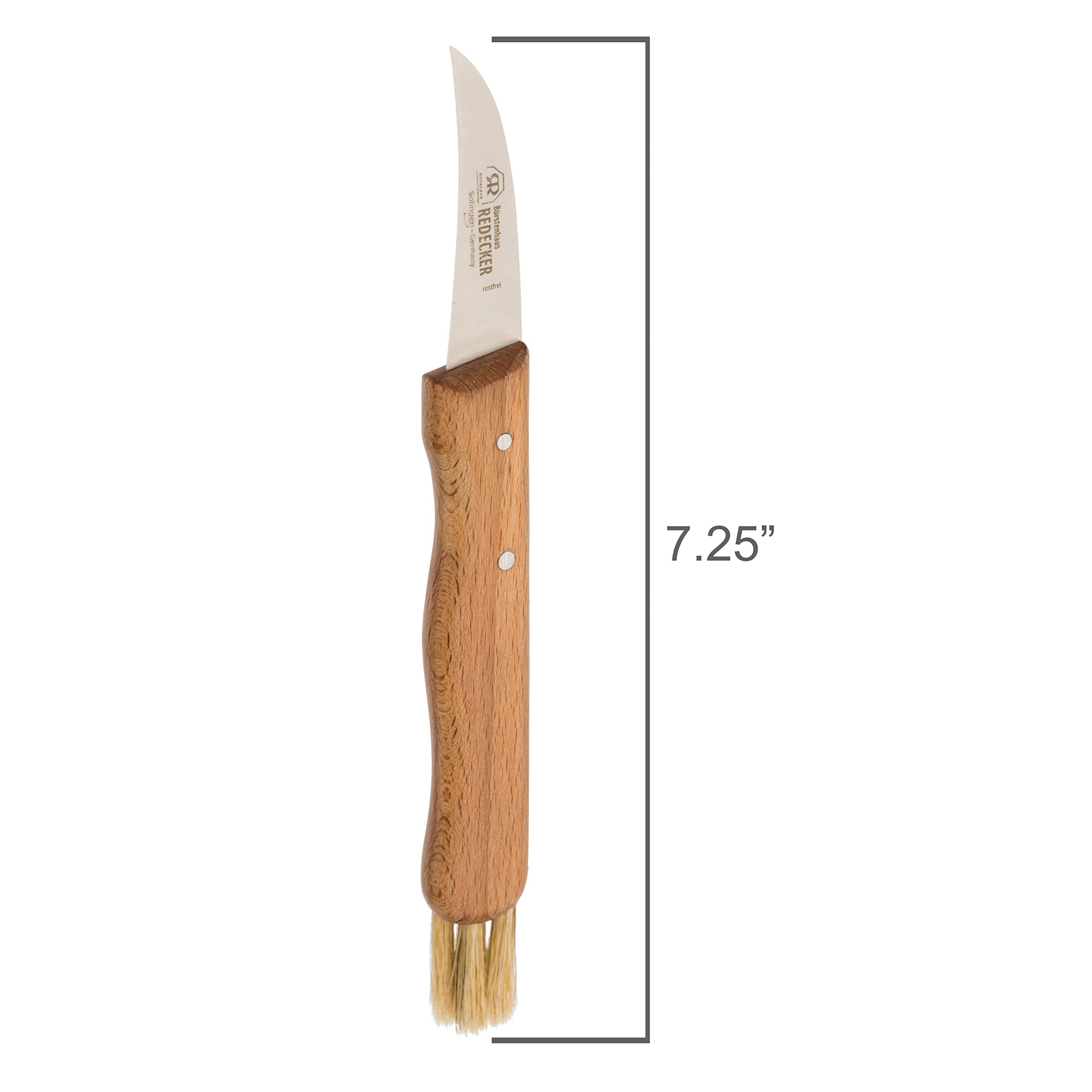 REDECKER Mushroom Knife with Bristles, Oiled Beechwood Handle, Made in Germany