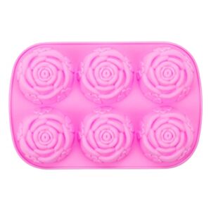 MOTZU 6 Cavity Rose Flower Silicone Ice Cube Candy Chocolate Cake Cookie Cupcake Baking Soap Mould