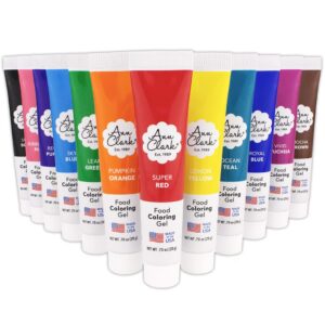 ann clark professional-grade gel food coloring made in usa .7 oz, 12 colors